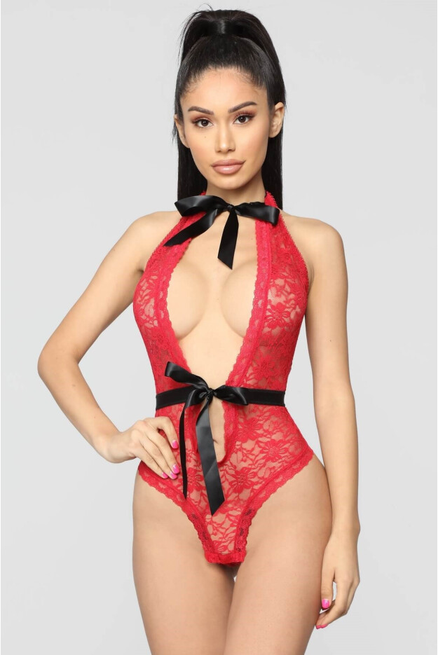 NightLight Boyun ve Bel Kısmı Fiyonklu Babydoll 3209